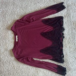 cute maroon shirt with black lace